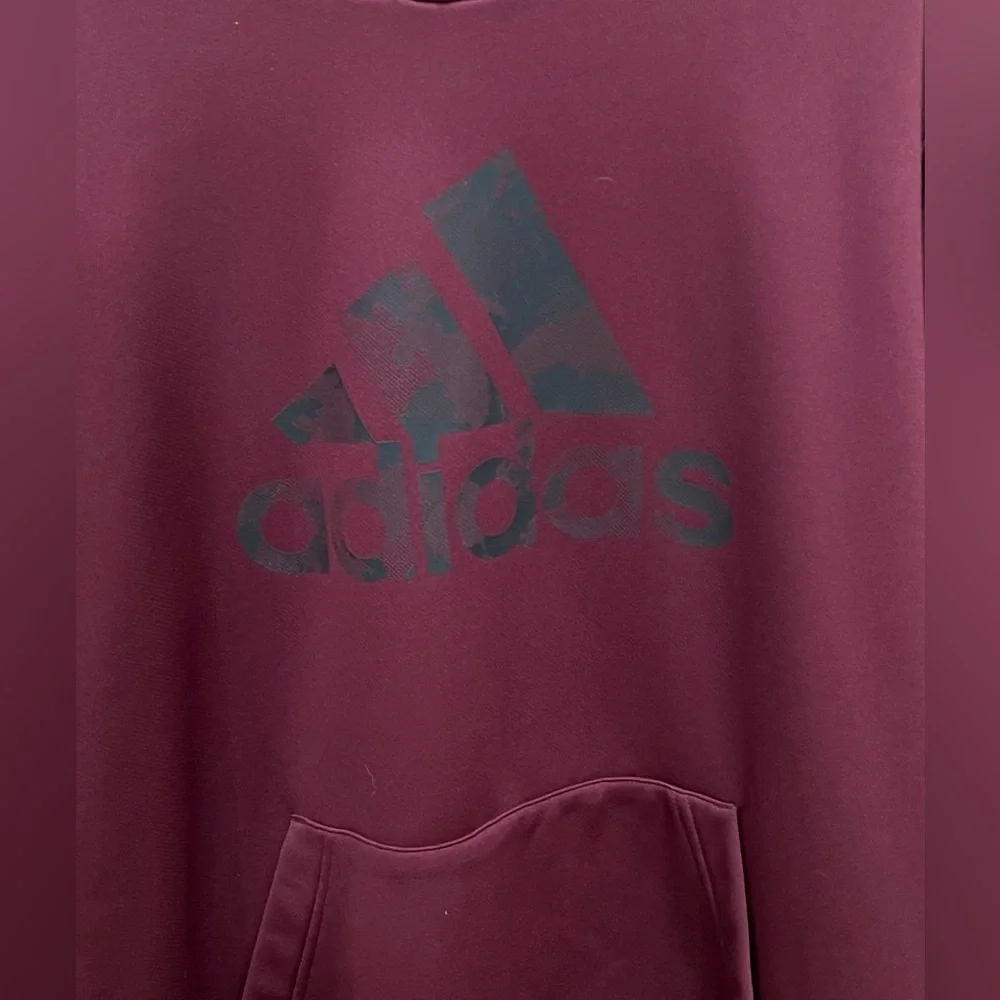 Men’s Maroon Adidas Hoodie w/ Black Logo Size XL - Picture 2 of 4